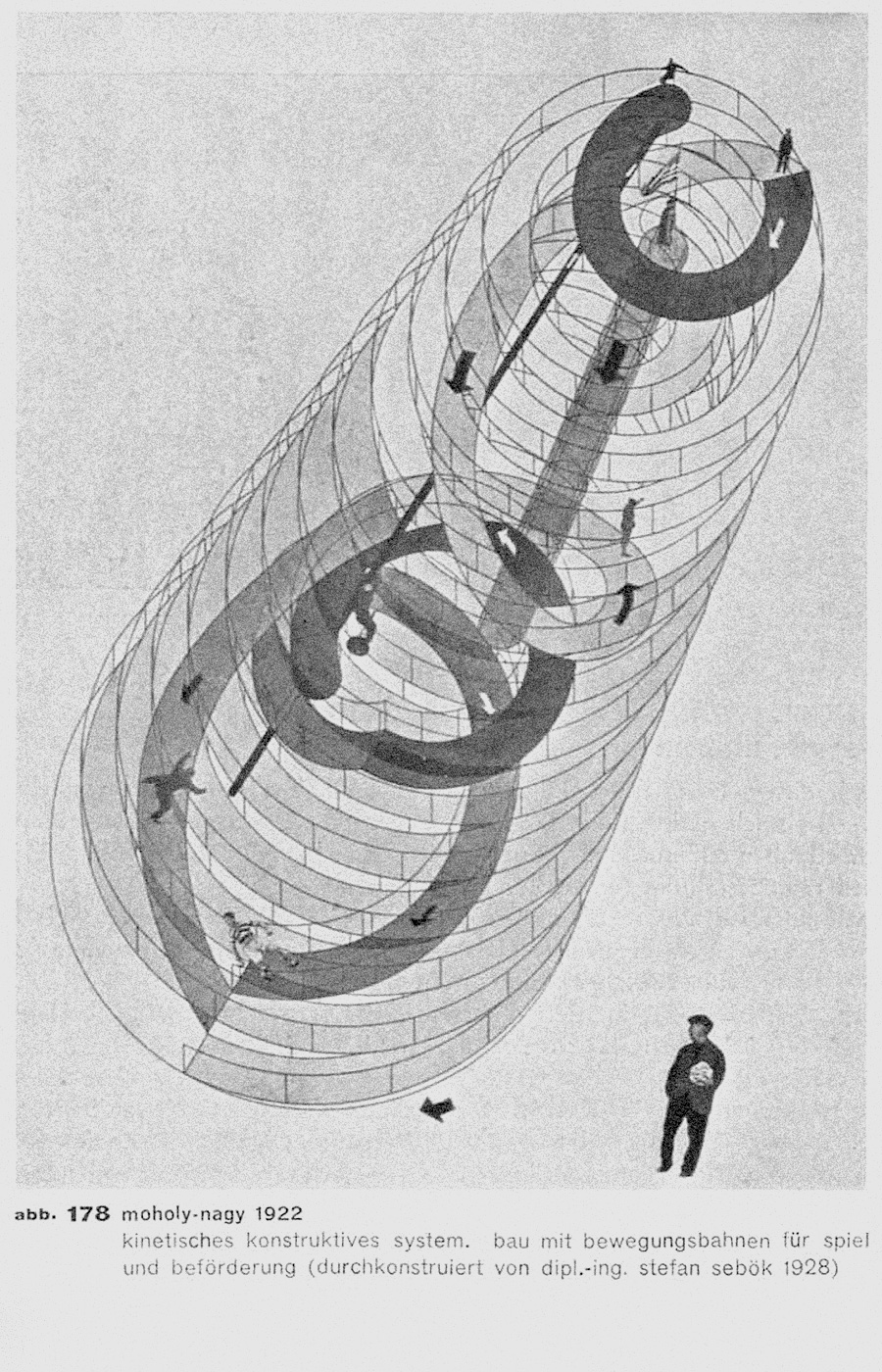 László-Moholy-Nagy, Konstruktionsskizze, Kinetisch Konstruktives System, Neue Bauhaus-Buecher, S.196